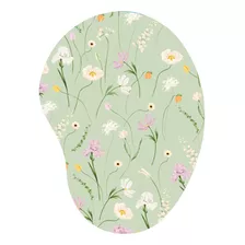 Mouse Pad Com Apoio De Pulso Ergomômico Verde Flores