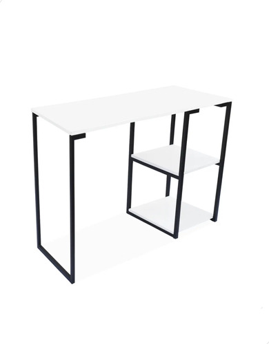 Mesa Cantinho Do Café Nic 900 Mm Base Preto Tampo Branco Preto E Tampo Branco