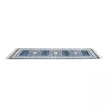 Passadeira Trilho 2m Tabriz Indiano 66x210cm Tip Persa Belga Cor Azul-celeste Desenho Do Tecido Clássico