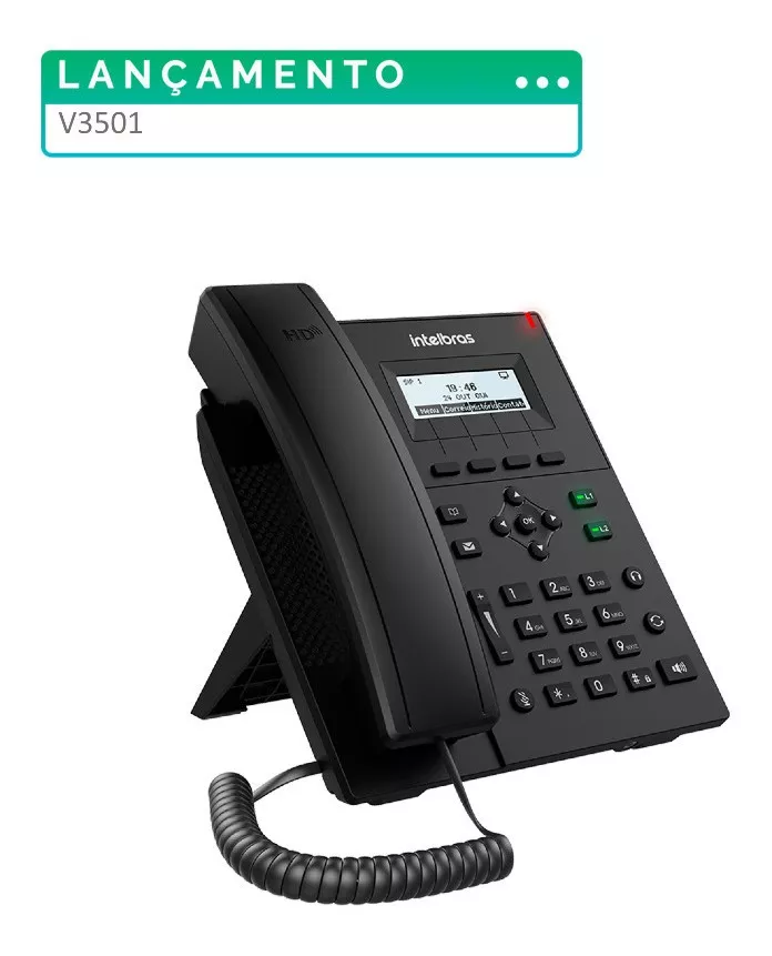 Telefone Ip Intelbras V3501 C/ Display 2 Contas Sip Giga