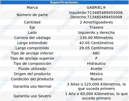 Par Amortiguadores Traseros Sentra 00-06 Foto 2