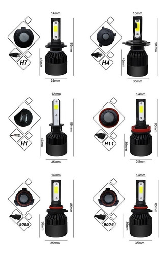 Faros Delanteros Led Coche H4 H1 H7 H11 9005 Hb3 9006 Foto 9