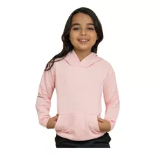 Blusa De Frio Infantil Feminino Moletom Liso Com Capuz 