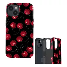 Funda Doble Capa Para iPhone Carcasa Diseño Cherries Cerezas