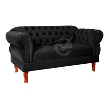 Namoradeira 2 Lugares Elisabeth Luxo Suede Cinza Cor Preto