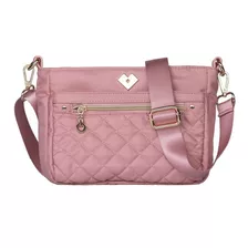 Bolsa Crossbody Luckyly Jenny Diseño Lisa De Poliéster Rosa Con Correa De Hombro Rosa