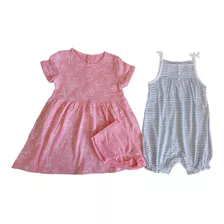 Roupa Para Bebê Menina Vestido E Macaquinho Romper Carters