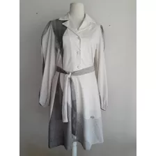 Vestido Vintage Estampado Blanco Y Gris Talle M