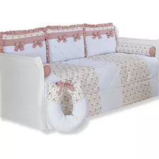 Kit Cama Baba Rose Charlotte 06 Peças Laços E Babados 