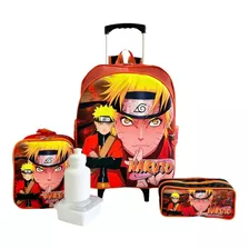 Kit Mochila Infantil Escolar Boneco Naruto Rodinhas M F5 