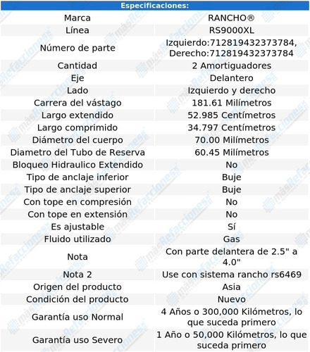 Amortiguadores Del K2500 Suburban 1992-1999 Foto 3