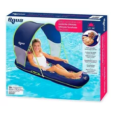 Flotador Alberca Inflable Sillón Reclinable Sombrilla Aqua Color Azul