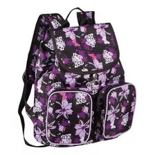 Mochila Ls Mo3140 Preto Com Estampa Floral