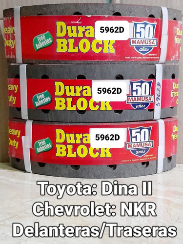 Bandas De Frenos 5962d Toyota Dyna/chevrolet Nkr Del/tras