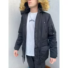 Campera Parka Con Capucha Piel Desmontable 