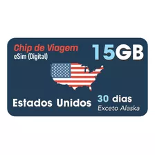 Chip Viagem (esim) Estados Unidos - 15gb - 30 Dias