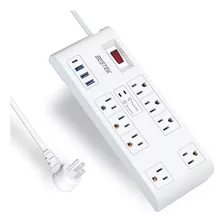 Enchufe Inteligente Marca Bestek 8 Tomas/3 Usb/blanco