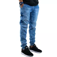 Calça Jogger Masculina Jeans Sarja Premium Lycra + Brinde