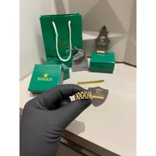 Anel Rolex Com Caixa E Sacola Verde Em Aço Banhado Ouro 18k