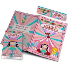 25 Kits Revistinhas Colorir + Giz De Cera Personalizados