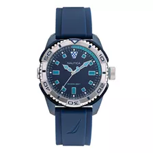 Reloj Nautica Naptds006 Para Hombre Malla Azul Bisel Plateado Fondo Azul
