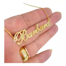 Cordão Colar Nome À Escolha Personalizado Banho Ouro 18k