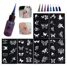 Kit Básico Para Tatuajes Temporales De Jagua C/plantillas