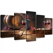 5 Cuadros Decorativos Vino Diseño Cocina Comedor Arte Unico