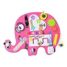 Panel Didactico Tablero Sensorial Montessori Elefante Rosa