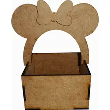 40 Cestinha De Mesa Minnie Mdf Crú De Doces Pintado Enfeite