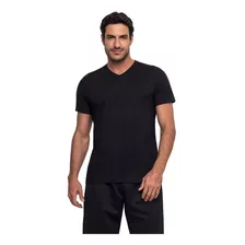 Camiseta Masculina Gola V Manga Curta Lisa Algodão Premium