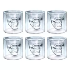 Pack 6 Vasos Calaca Shot Tequilero Vaso Vidrio Calavera 75ml Color Transparente