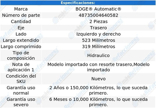 Kit 2 Amortiguadores Tra Boge Van Rwd,4wd L4 2.2l 86 Al 88 Foto 2