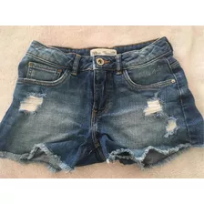 Zara Short Mezclilla Azul Niña Talla 9 Años 134 Cm Usado