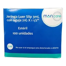 Jeringa Desechable Luer Slip 3cc 21g Caja X100 Muncare