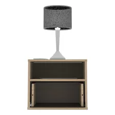 Mesa De Luz Flotante Mesita Con Cajon Y Estante Moderna Dielfe Mlf040 Color Roble Bardolino