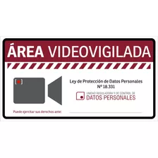 Cartel Área Vigilada Ley 18331 | Pvc 15x8.1 Cm / 5 Unidades