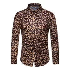 Camisa Talla Grande Con Estampado De Leopardo Para Hombre