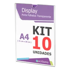 Display Acrílico Papel A4 30x21cm Parede - Kit Com 10 Peças