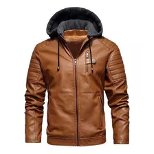 Capucha De Chaqueta De Invierno De Cuero Pu Cálida Gruesa