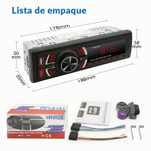 Auto Estereo Coche Reproductor Mp3 Radio Con Bt Aux Tf 2usb Foto 8