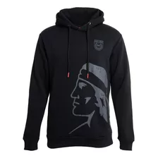 Poleron Colo Colo Urbano Hoodie Negro Cacique Gris