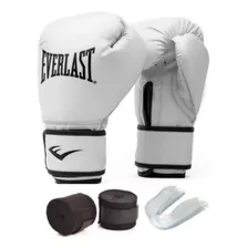 Kit Luva De Treino Everlast Core Branca + Band + Bucal+bolsa