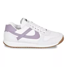 Tenis Mujer Blancos Con Morado Casuales Panam 