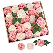 40 Piezas De Flores Artificiales Rosas Rosas Falsas De Tacto