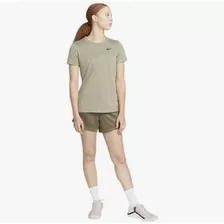 Camisa Nike Mujer Beige Manga Corta Deporte Entrenamiento 