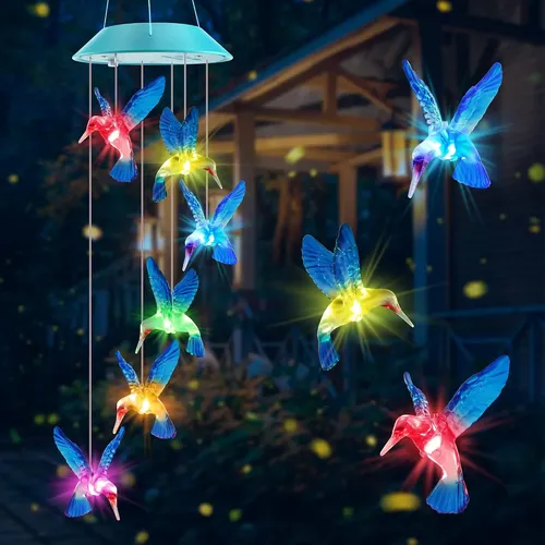 Zeiliuled Mobile Solar Wind Chimes Colores Hummingbird