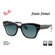 Oculos Feminino State Street Preto Com Lentes Azuis Original