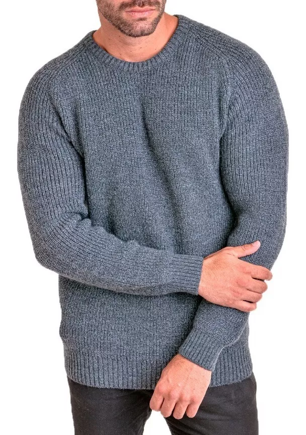 Sweater De Hombre Grueso Pullover Cuello Redondo