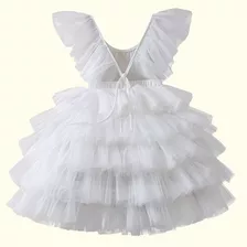 Vestido Princesa De Menina Em Tule Com Laço Nas Costas